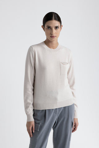 Wool, silk and cashmere crew neck sweater