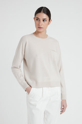 Wool, silk and cashmere crew-neck sweater