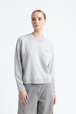 Wool, silk and cashmere crew-neck sweater