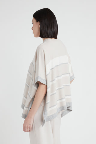 Striped wool silk cashmere cape