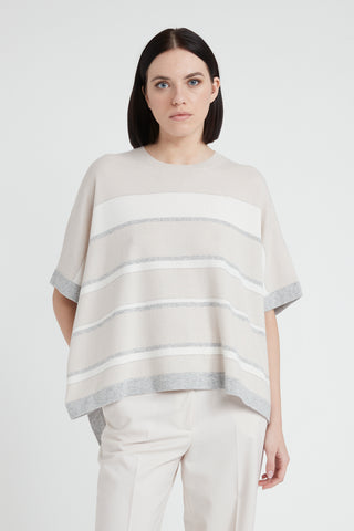 Striped wool silk cashmere cape