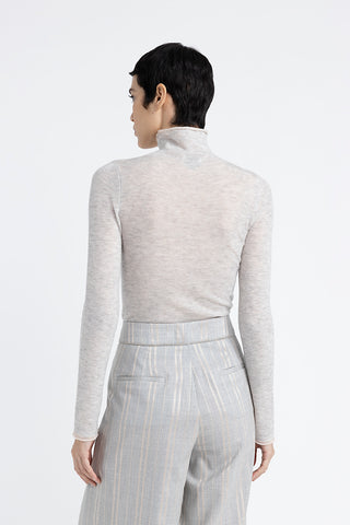 High neck sweater in angora wool with micro sequins