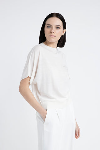 Cashmere and silk short-sleeved sweater