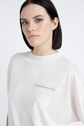 Cashmere and silk short-sleeved sweater