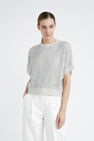 Wool and Lurex short-sleeved sweater