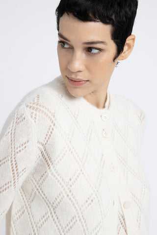 Merino wool and alpaca lace pattern cardigan