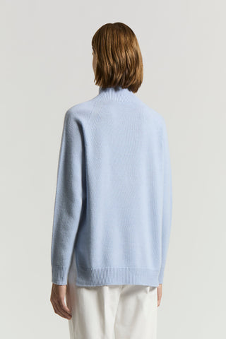 Polo-neck jumper in wool, silk and cashmere