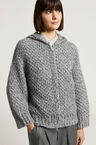 Alpaca yarn hoodie with sequins