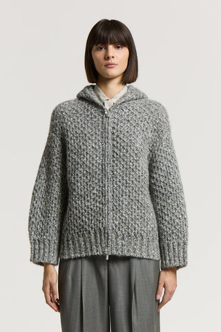 Alpaca yarn hoodie with sequins