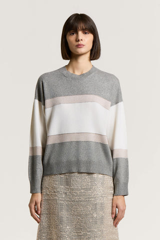 Wool, silk, cashmere, and lurex sweater