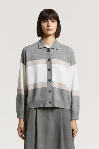 Wool, silk, cashmere and lurex cardigan