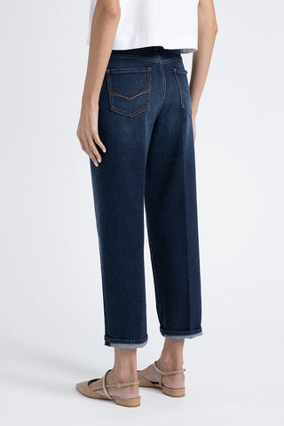 Stretch denim cotton trousers