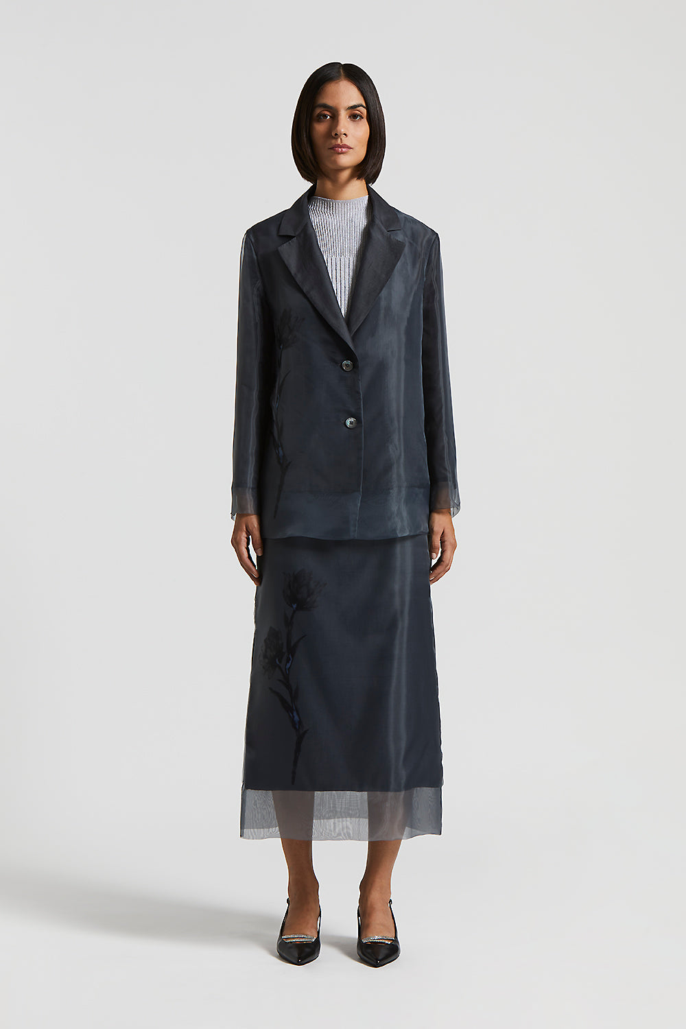 Single-breasted blazer in silk, cotton and organza | Peserico US