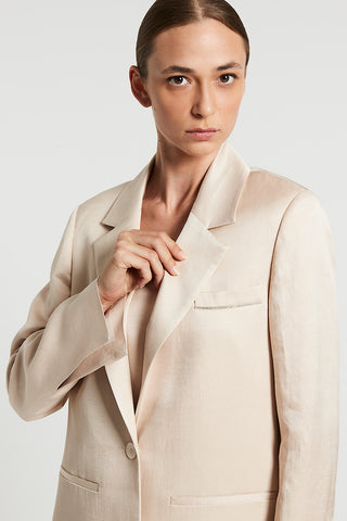 Single-breasted blazer in fluid viscose and linen twill