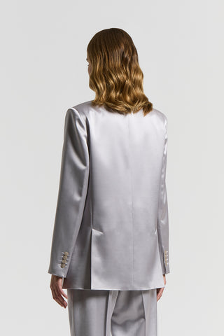 Fluid viscose and wool satin blazer