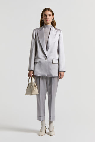 Fluid viscose and wool satin blazer