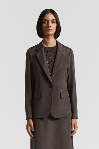 Single-breasted blazer in crepe de chine