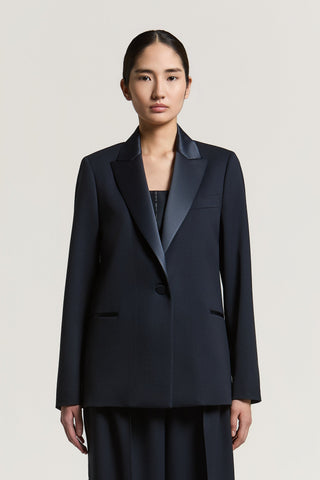 Single-breasted blazer in wool gabardine