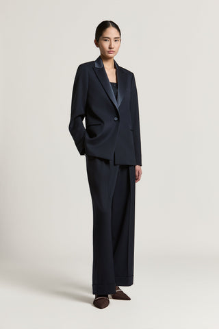 Single-breasted blazer in wool gabardine