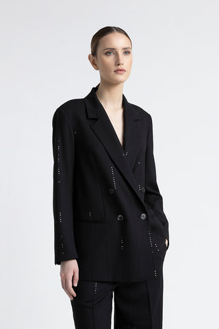 Technical wool double-breasted blazer