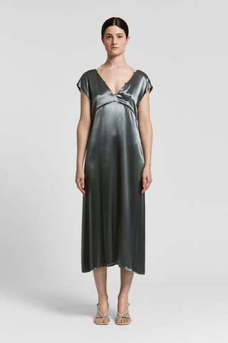 viscose bridesmaid dress Draped Viscose Satin Long Dress