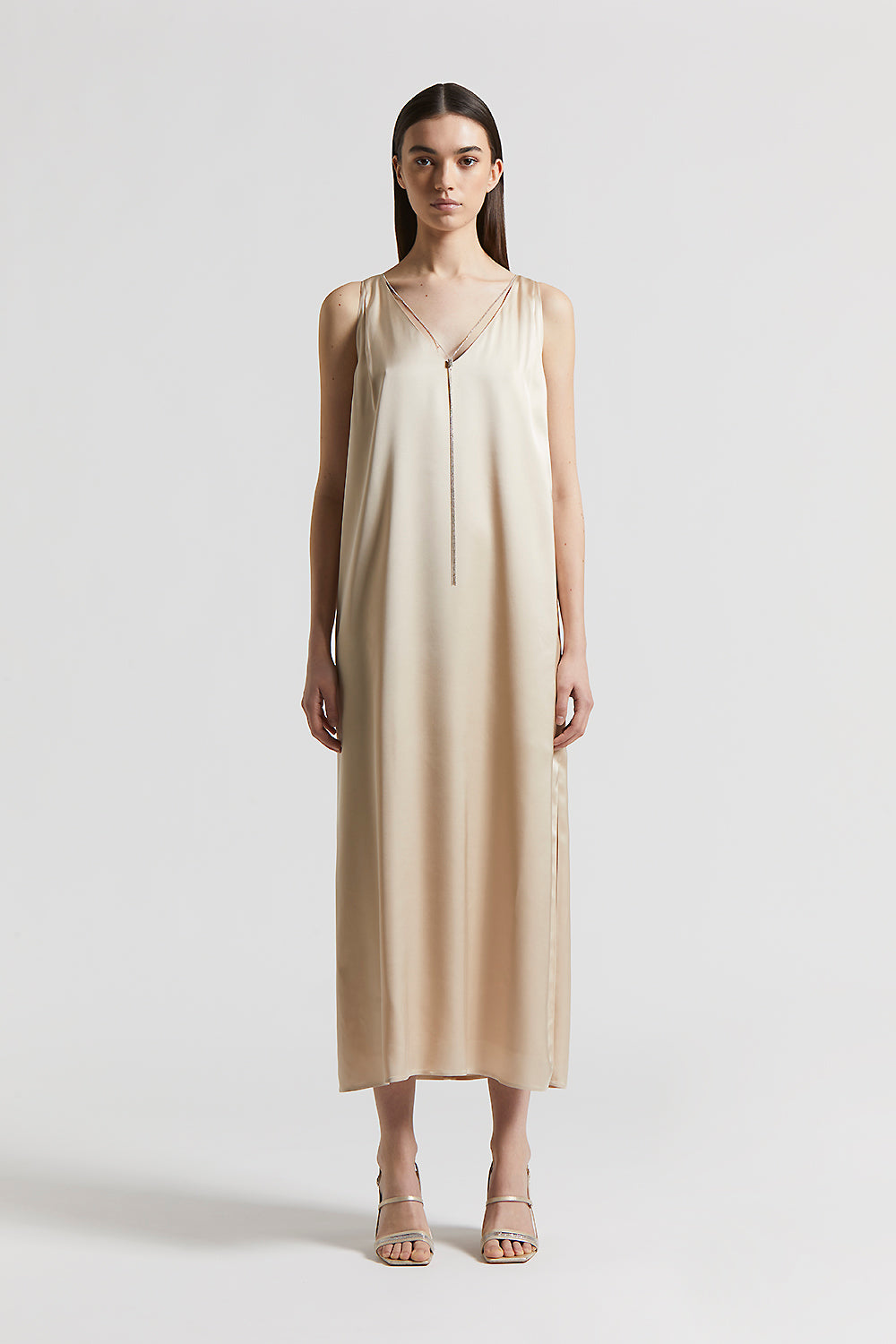 Bi-material midi dress | Peserico US
