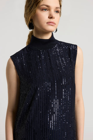 Sequinned pinstripe mini dress