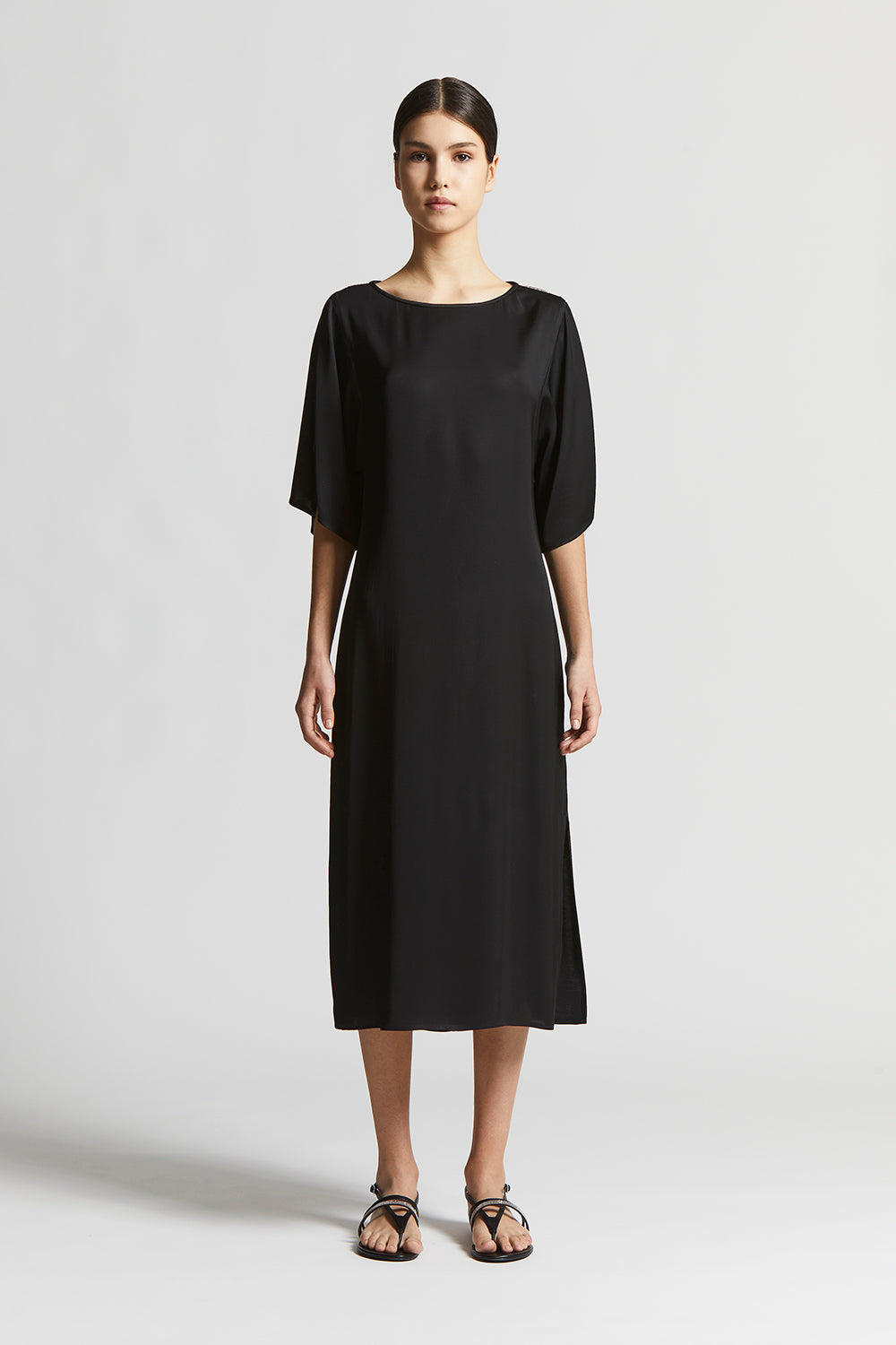 Long viscose satin dress | Peserico US