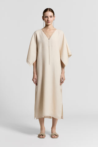 Lightweight pure linen canvas dress | White pampas flower | Peserico Lightweight pure linen canvas dress | White pampas flower | Peserico