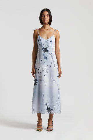 Printed voile slip dress with straps