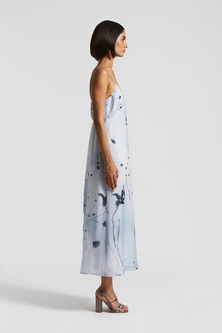 Printed voile slip dress with straps