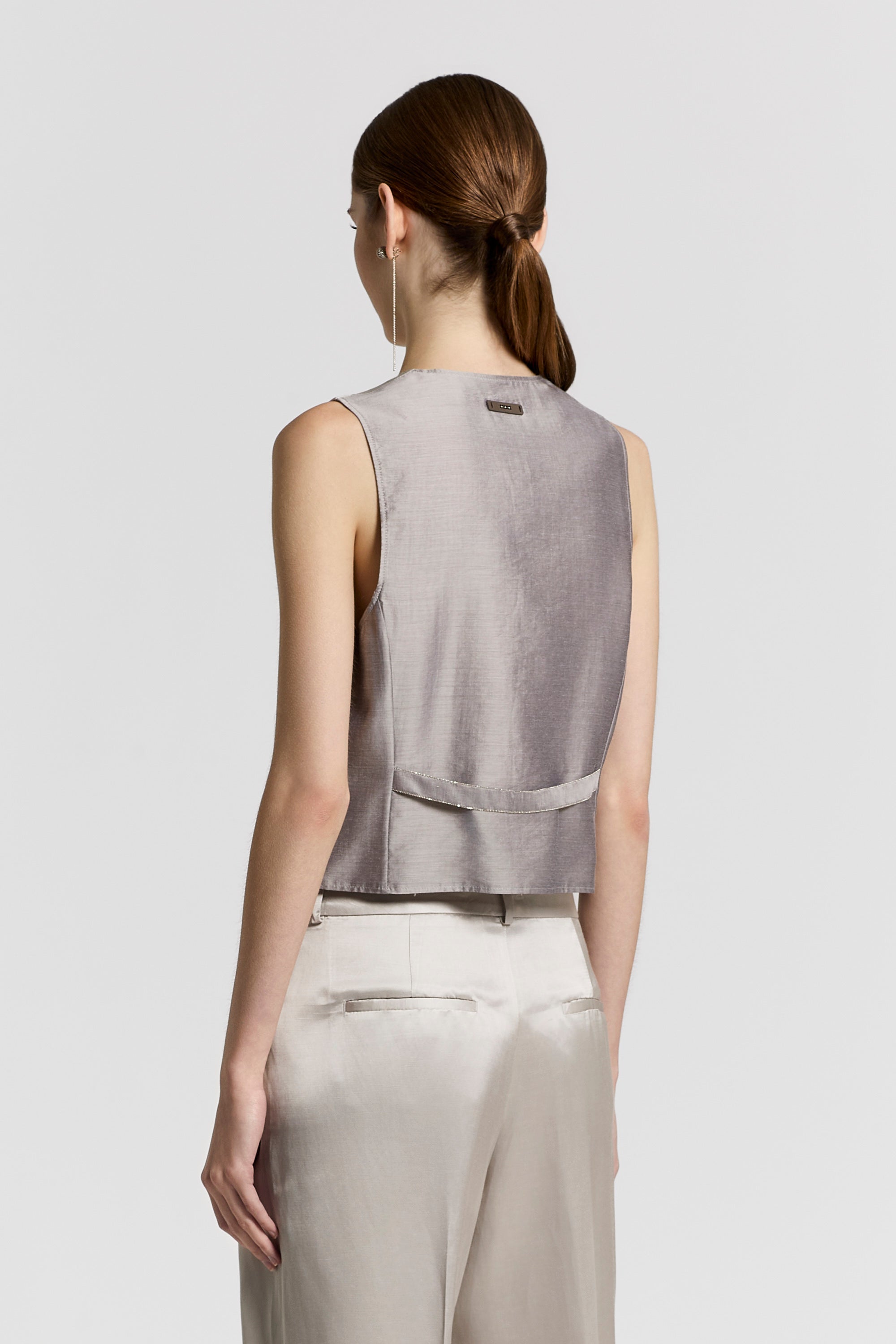 Viscose and linen satin vest | Peserico US