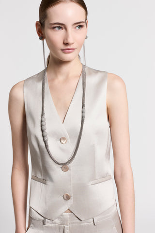 Viscose and linen satin vest