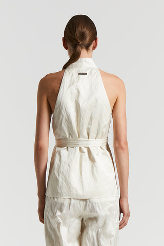 Linen cotton crushed satin waistcoat