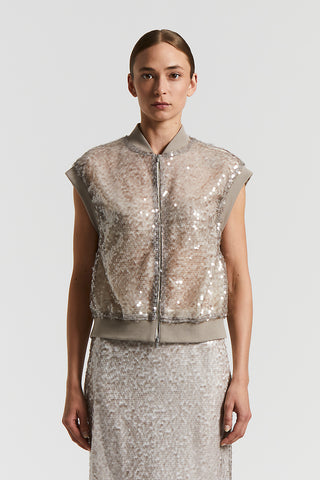 Bomber in light sequin mesh