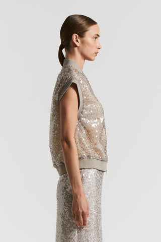 Bomber in light sequin mesh