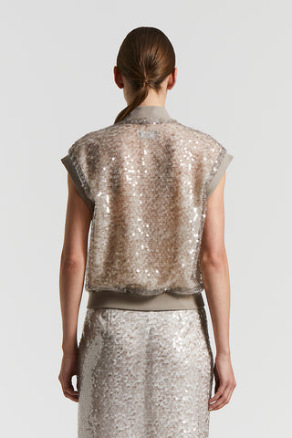 Bomber in light sequin mesh