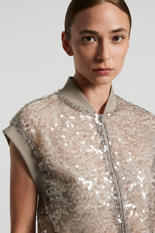 Bomber in light sequin mesh