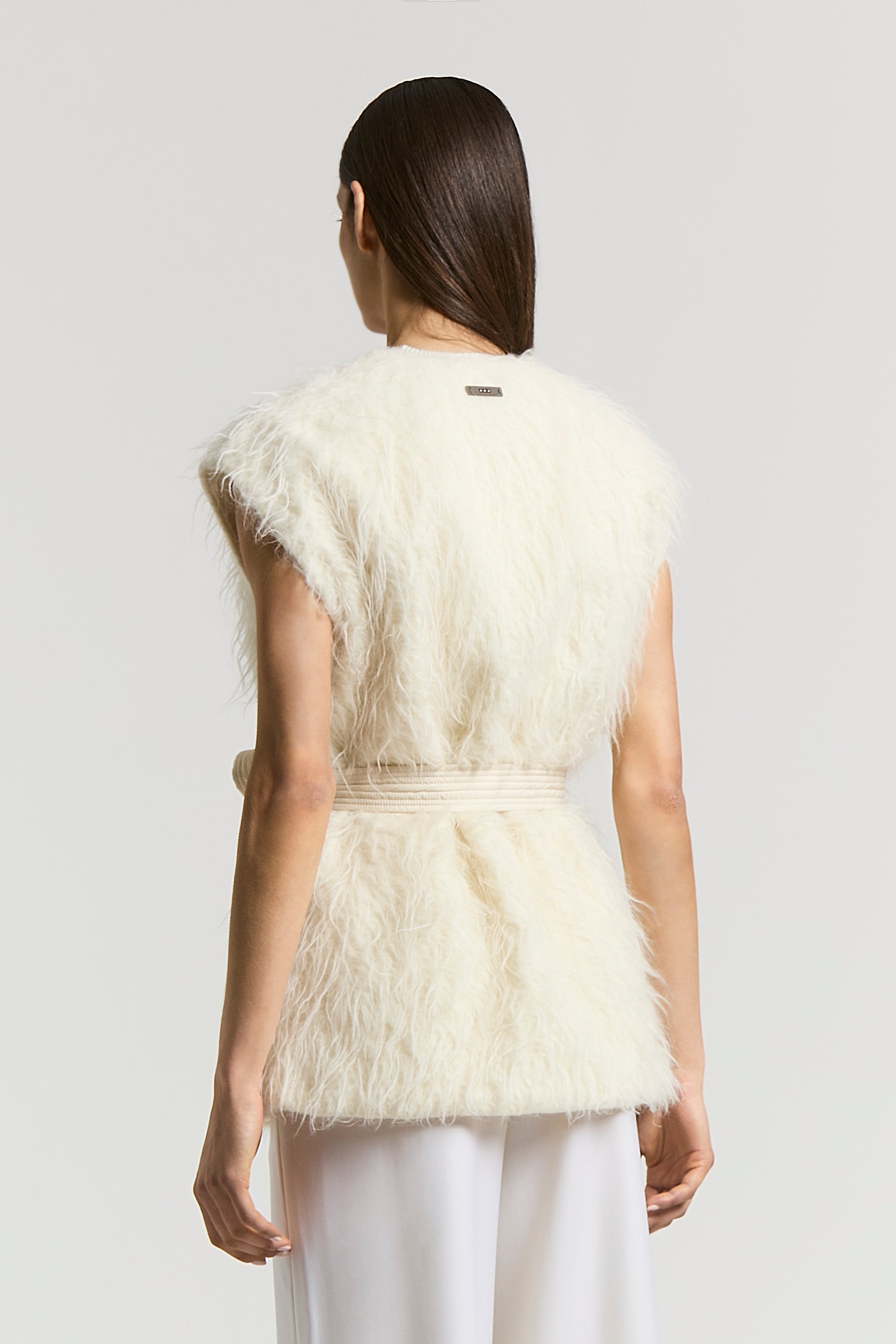 Wool and alpaca faux fur vest | Peserico US