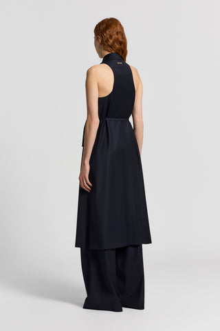 Shiny viscose wool twill vest