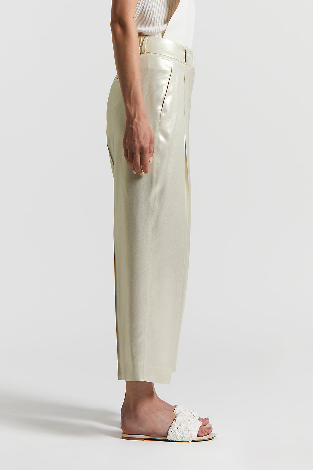 Laminated cotton poplin trousers | Peserico US