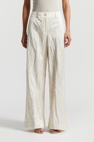 Wrinkled satin palazzo trousers