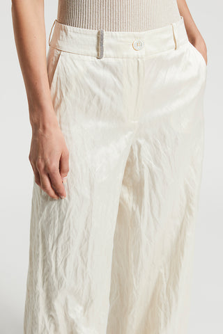 Wrinkled satin palazzo trousers