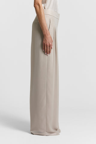 Wet-effect georgette palazzo trousers