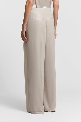 Wet-effect georgette palazzo trousers