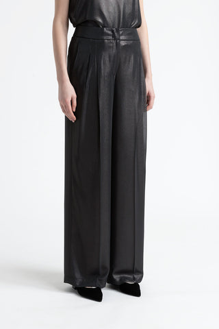 Laminated georgette palazzo trousers