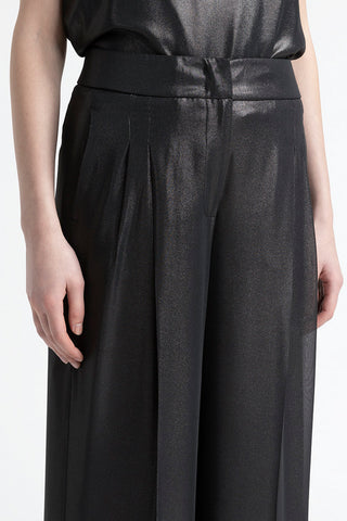 Laminated georgette palazzo trousers