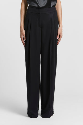 Wet-effect georgette palazzo trousers