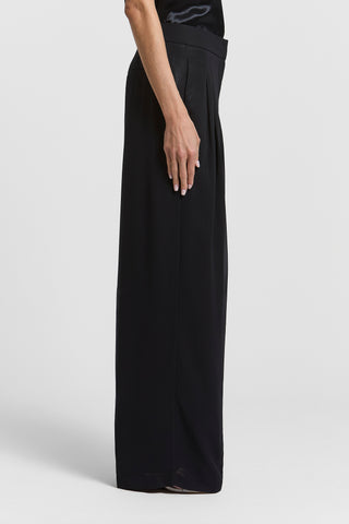 Wet-effect georgette palazzo trousers