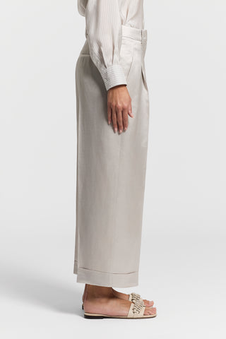 Viscose and linen satin trousers